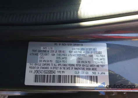 2016 Mazda Cx-5 Touring z USA, uszkodzony, nr VIN JM3KE4CY8G0896648